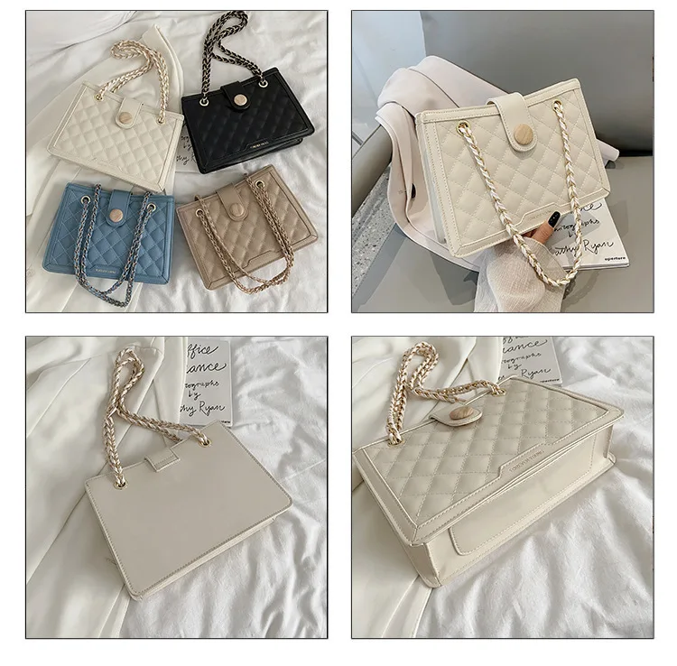 

Lingge chain messenger bag 2021 new women's fashion simple one shoulder underarm bag wild small square bag tide female bag