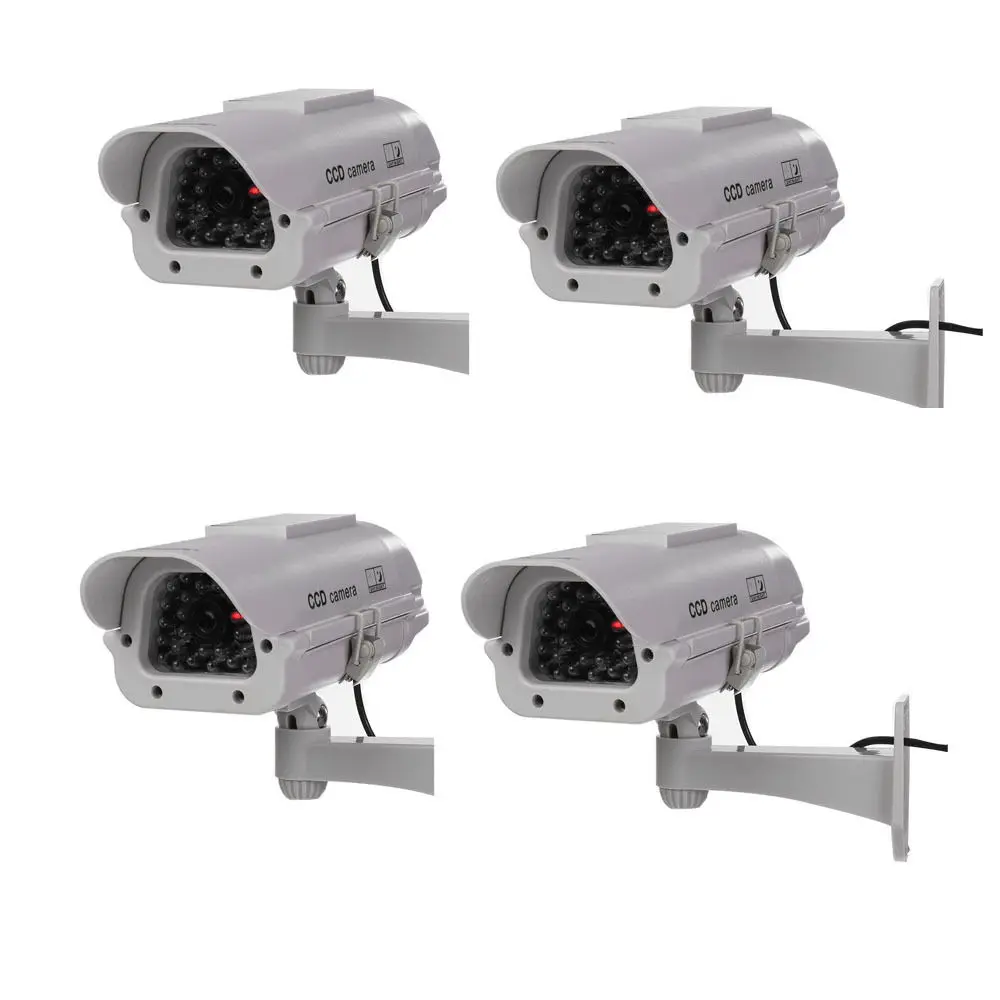 

4 X Outdoor Flashing Red IR Surveillance Solar Power Fake Dummy Cameras