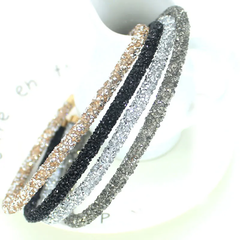 

2021 Fashion Hair Accessories Crystal Hair Band Hair Hoop for Women Rhinestone Bezel Headwear Thin Headband Chic Hairbands