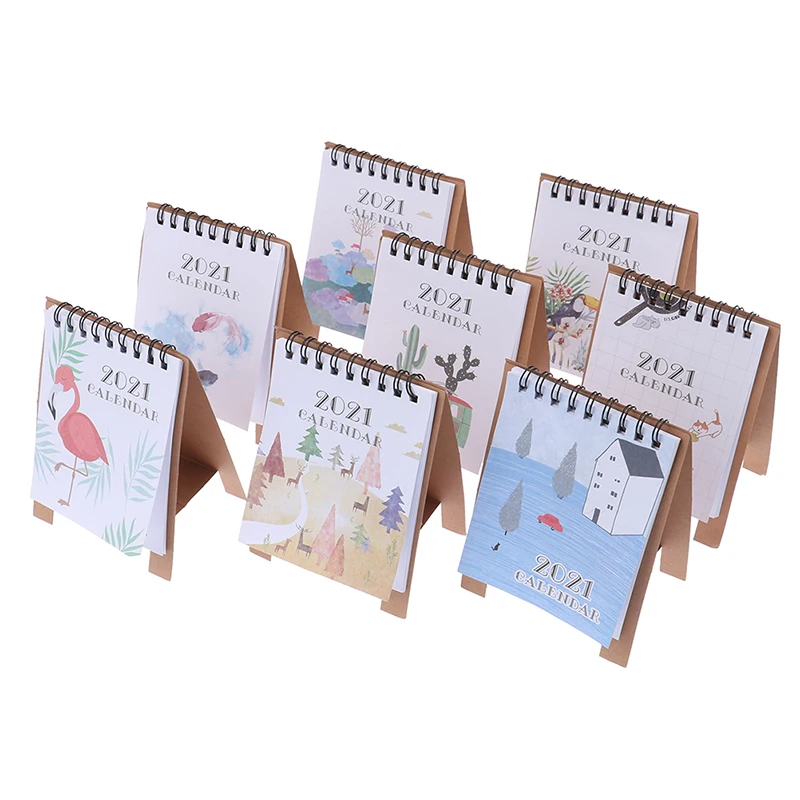 

2021 Cartoon Flamingo Desktop Paper Calendar dual Daily Scheduler Table Planner