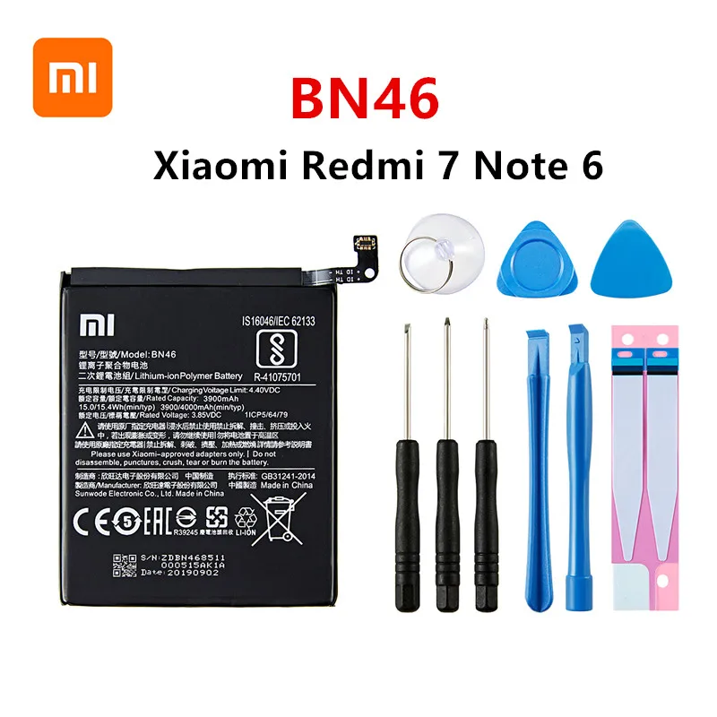Оригинальный аккумулятор Xiao mi 100% BN46 4000 мАч для Xiaomi Redmi 7 Redmi7 Note 6 Note6 Note8 8 батареи и