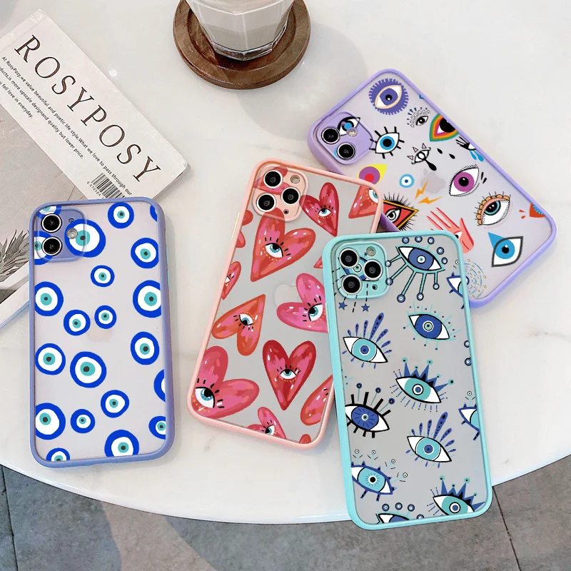 Hard Matte Fundas For Samsung Galaxy A50 A30S A52 A50s A70 A71 A72 A51 A10 A11 M11 A21s A22 A30 A31 A32 Lucky Eye Blue Evil Case