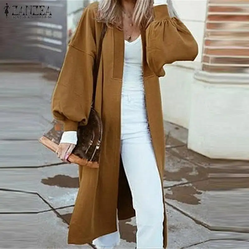 ZANZEA женские пальто куртки повседневные с рукавом фонариком Chaqueta свободные