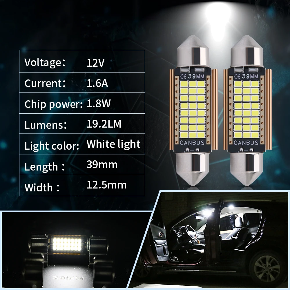 100pcs Festoon Canbus C5W 2016 Error Free LED Bulb 31mm 36mm 39mm 41mm Auto Signal Lamp Interior Reading Lamps Dome Light 12-30V |