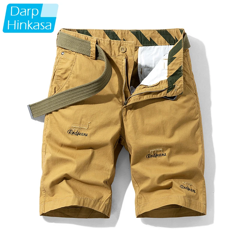 

Шорты-карго мужские хлопковые, с вышивкой, цвета хаки