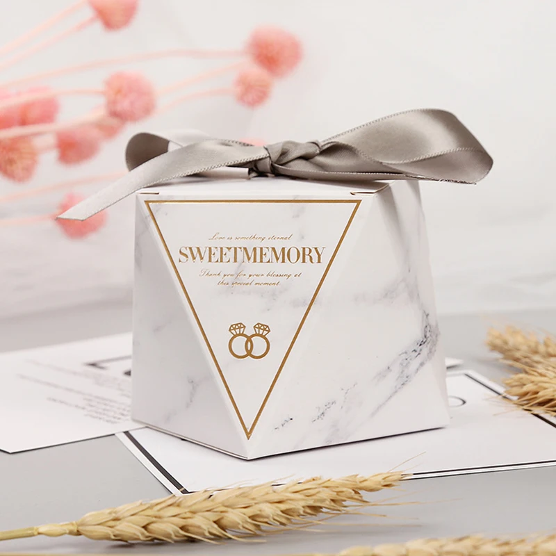 Новые мраморные алмазные свадебные сувениры и милые подарочные пакеты коробка