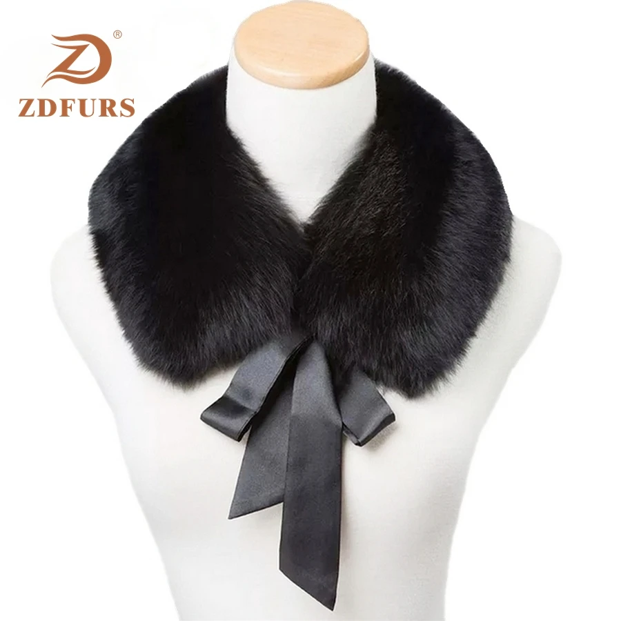 ZDFURS* натуральный Лисий меховой воротник глушитель меховой шарф для зимы Лисий меховой воротник для шерстяного пальто украшение пальто очаровательный воротник для девочки