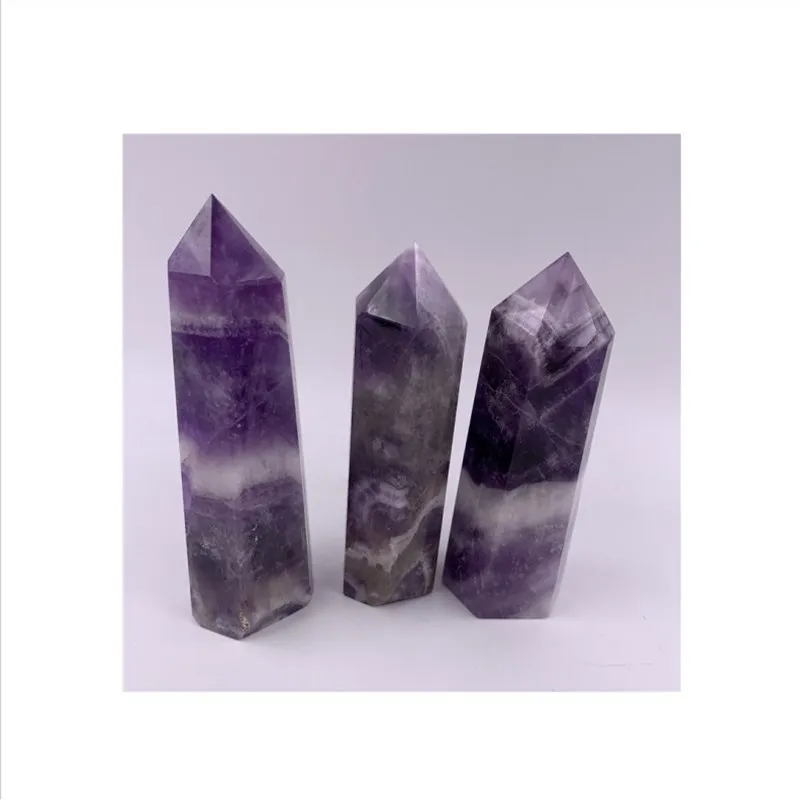 Натуральный Фэнтези кристалл аметиста в разноцветную полоску флюоритовый кварц