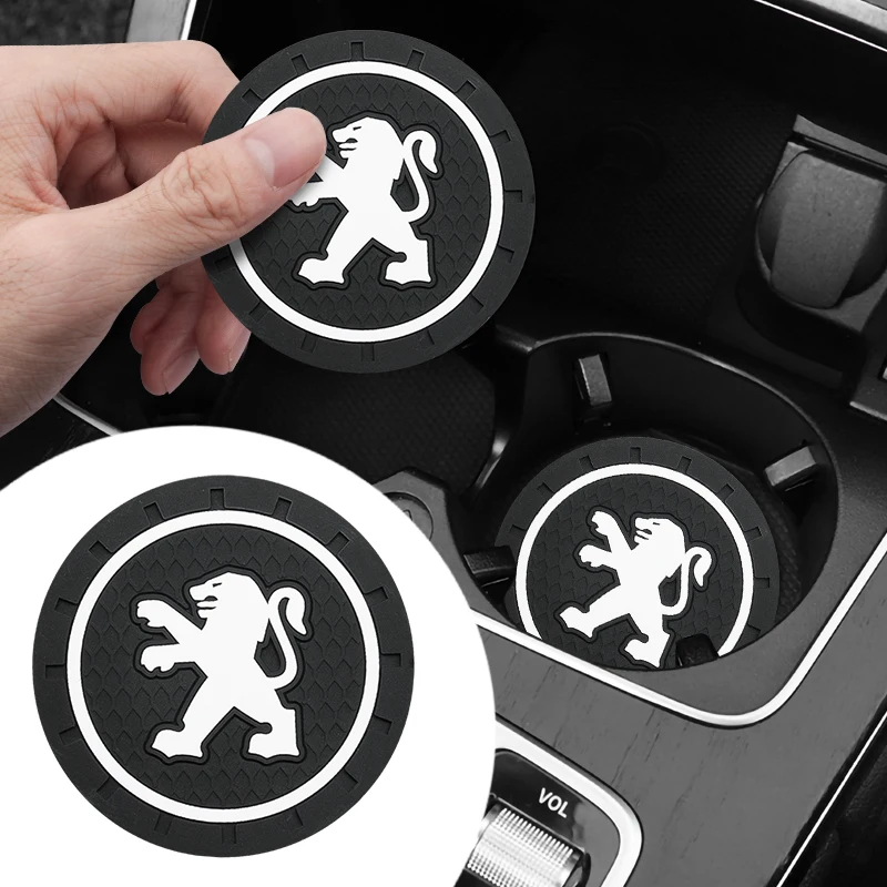 

1/2pcs Car Coaster Water Cup Holder Non-slip Mat Pad For Peugeot 206 207 208 306 307 308 106 107 108 2008 3008 Auto Accessories