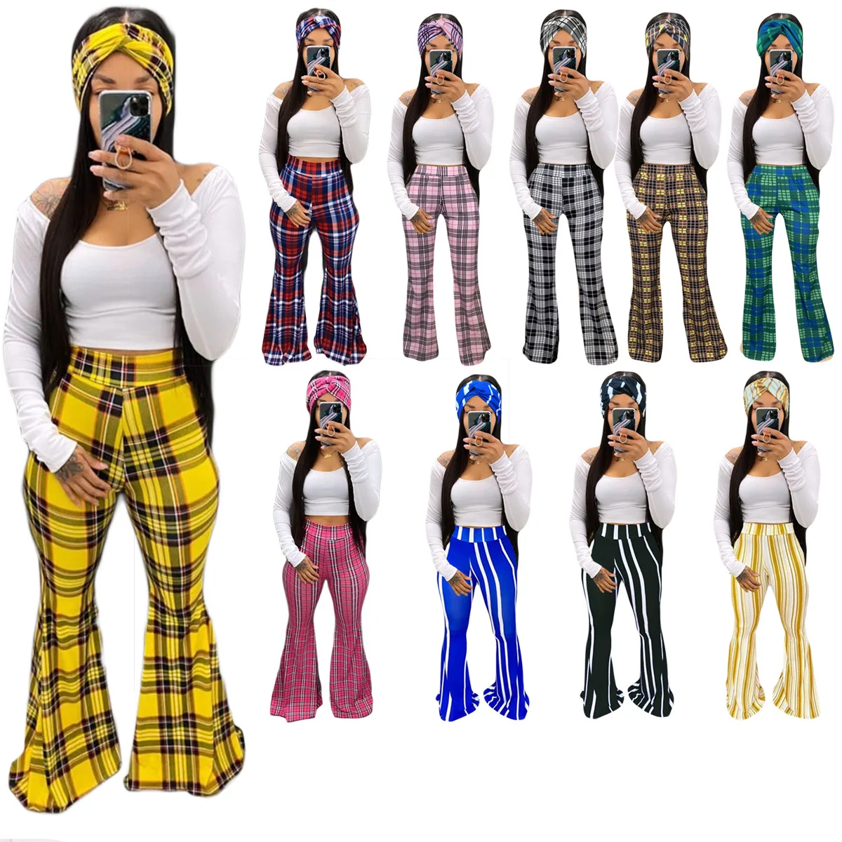 

Oluolin Print Wide Leg Pants Trousers Sexy High Waist Summer Women New 2021 Fashion Casual Female flare Pants Streetwear