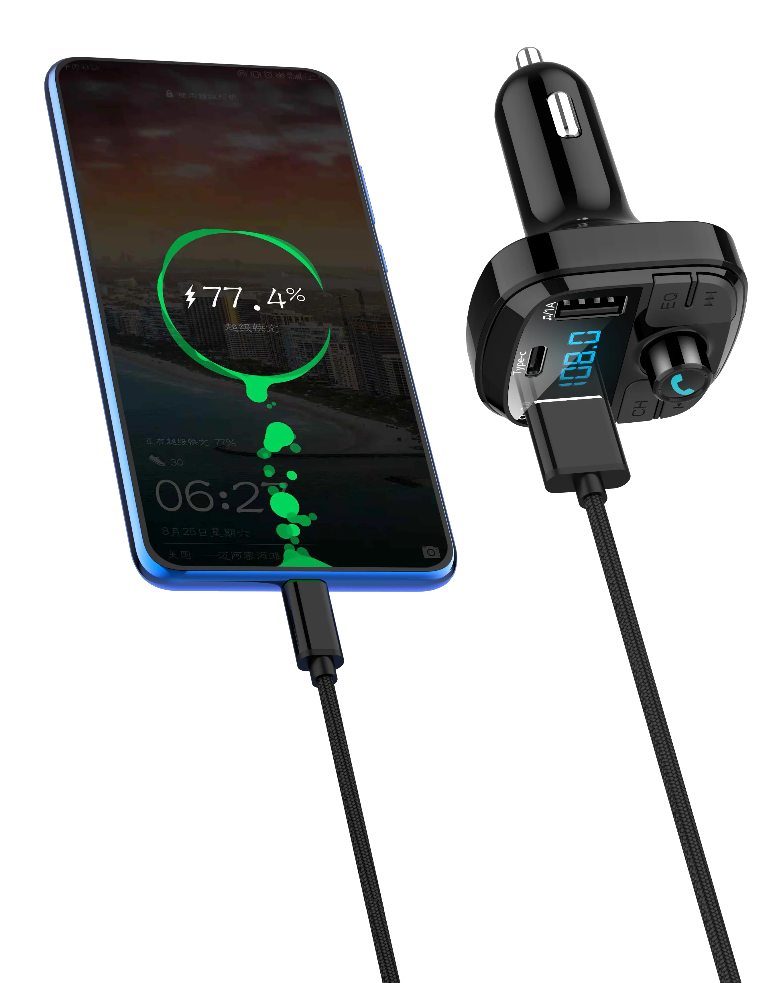 YIBEIKA автомобильное зарядное устройство QC3.0 автомобиля Bluetooth FM передатчик с