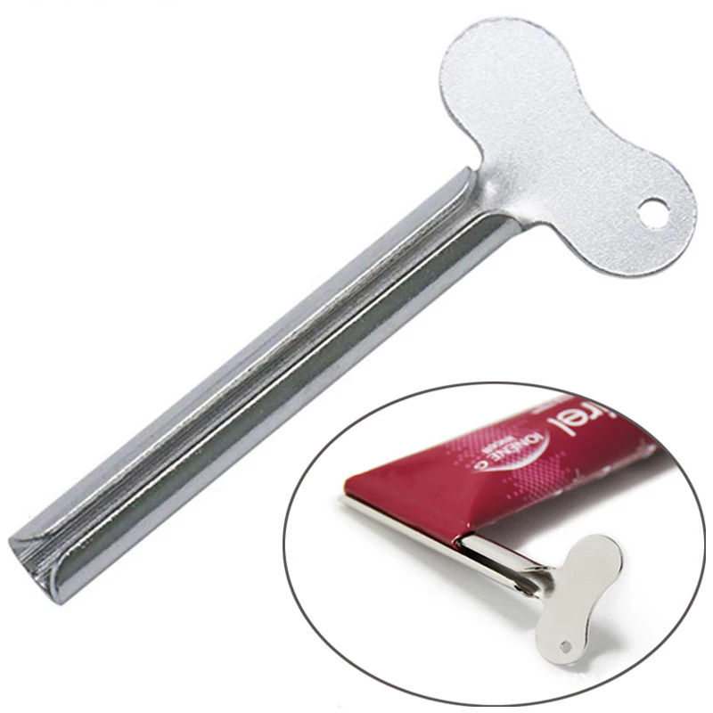 

2pcs Stainless Steel Toothpaste Squeezer Bathroom Accessories Facial Cleanser Toothpaste Tube Rolling Press Squeezer Dispenser