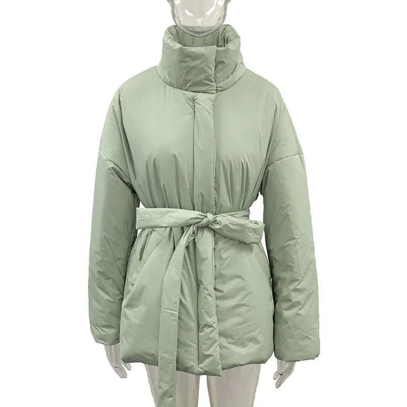 

Женская Повседневная парка с длинным рукавом, модная простая и элегантная куртка с воротником-стойкой, 2021