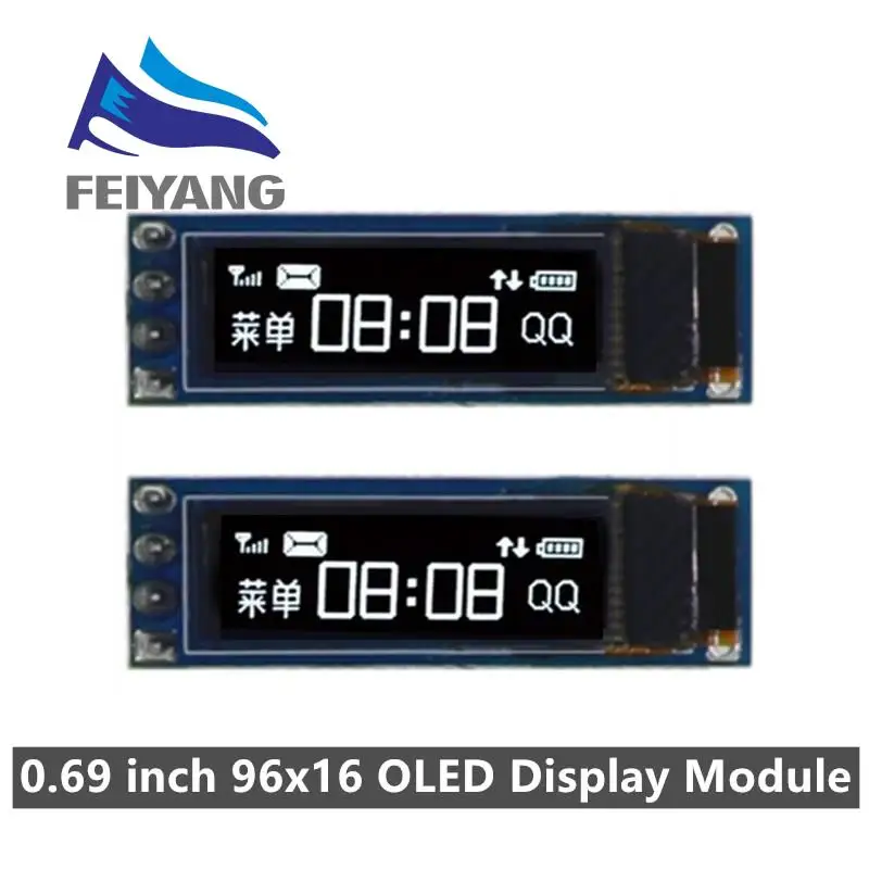 Модуль OLED-дисплея 0 69 дюйма 96x16 белый дисплей плата управления ЖК-экраном SSD1306 для