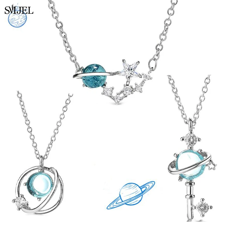Женское колье SMJEL Fantasy Planet Star чокер с фианитом луной звездой и ключом подарочное