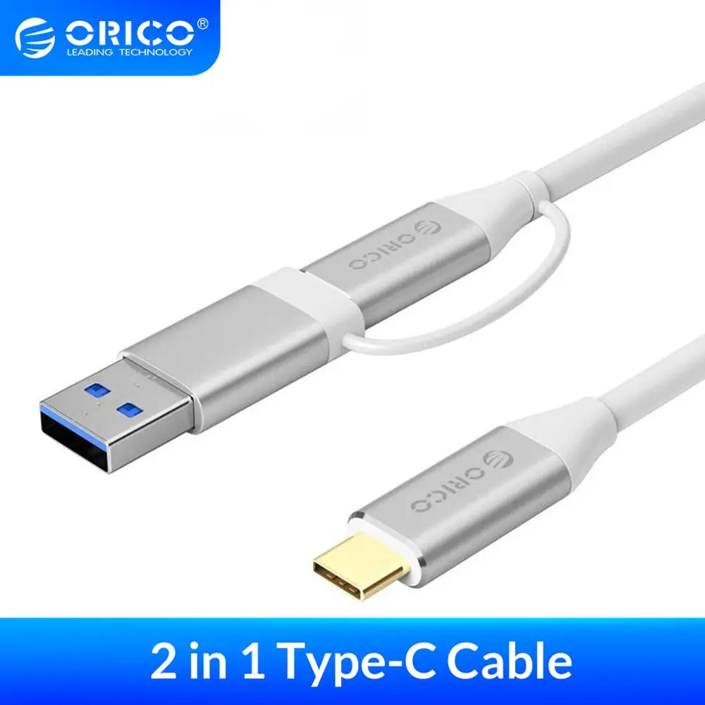 Кабель интерфейса ORICO 2 в 1 Type C и кабель с двумя разъемами USB3.0 высокоскоростной