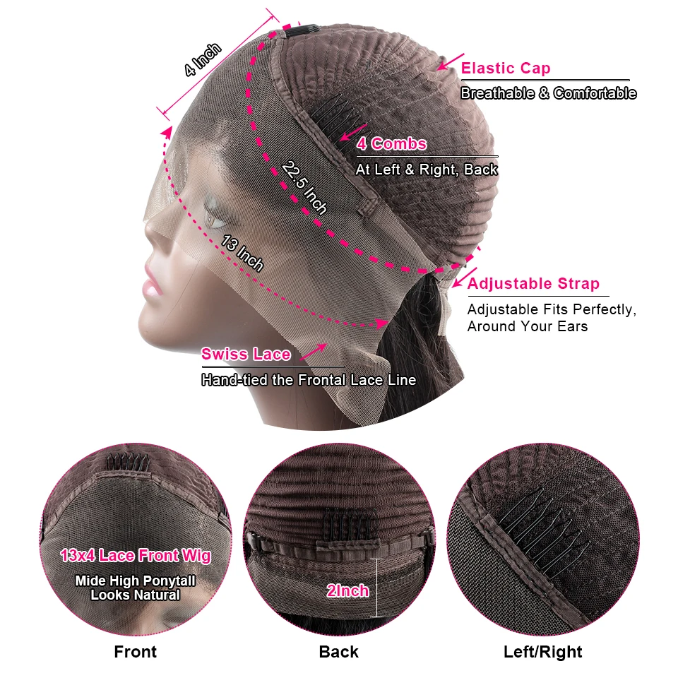 Uwigs перуанская волна кружева передний парик их натуральных волос парики