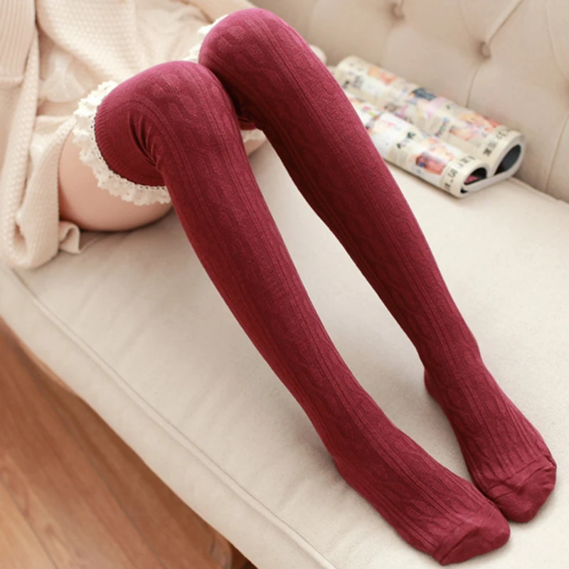 Winter Warm Stockings Fashion Comfortable Cotton High Tight Knitted Thigh Lace Christmas Autumn Women | Женская одежда