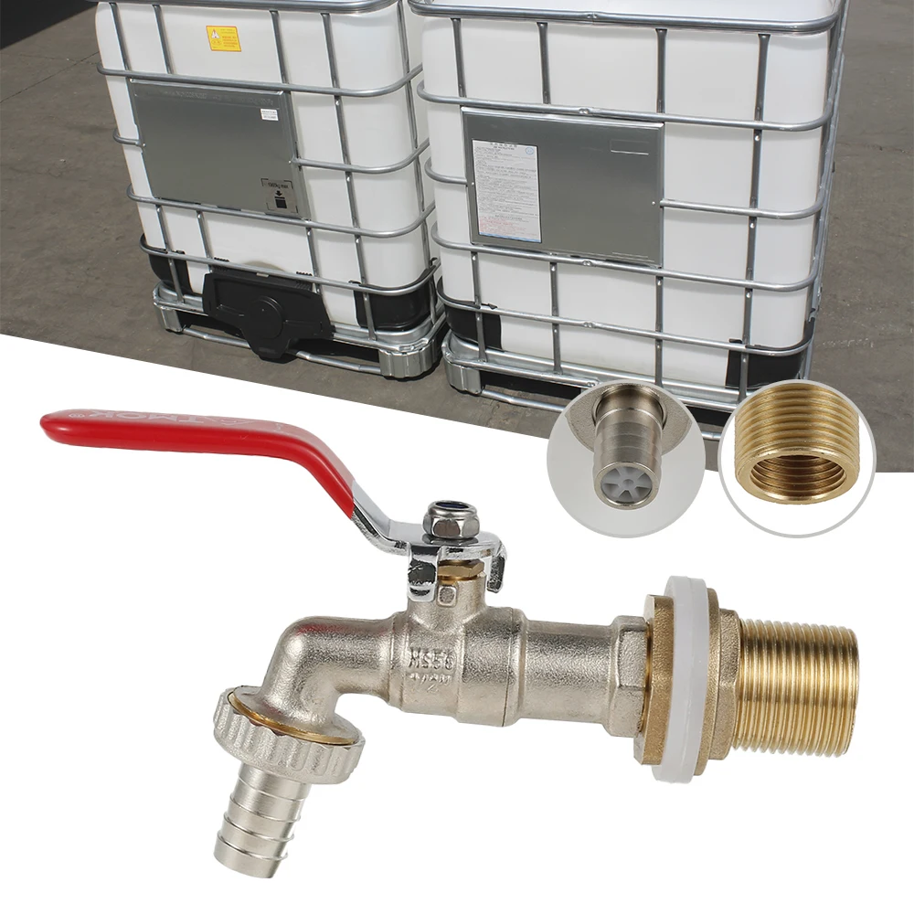 

1/2 inch Brass IBC Tank Tap Adapter Coarse Thread Valve Fittings Garden Hose Connector Replacement Metal Drain tool