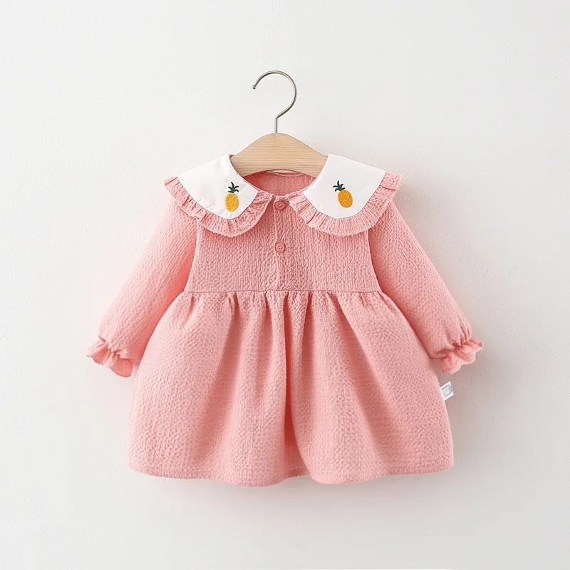 

1-3 Year Autumn Baby Girl Dress Princess Dress Long Sleeve Solid Color Dress