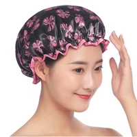 thick 1pcs waterproof bath hat double layer shower hair cover women supplies shower cap bathroom accessories satin bonnet