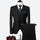 Пиджак + брюки + жилетНовинка 2021, мужские деловые облегающие костюмы, свадебный костюм из трех предметов, блейзеры, пальто, брюки, жилет