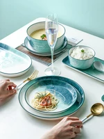 nordic ceramic gradient tableware simple letter 8 inch plate exquisite macaron dessert plate underglaze porcelain bread platos