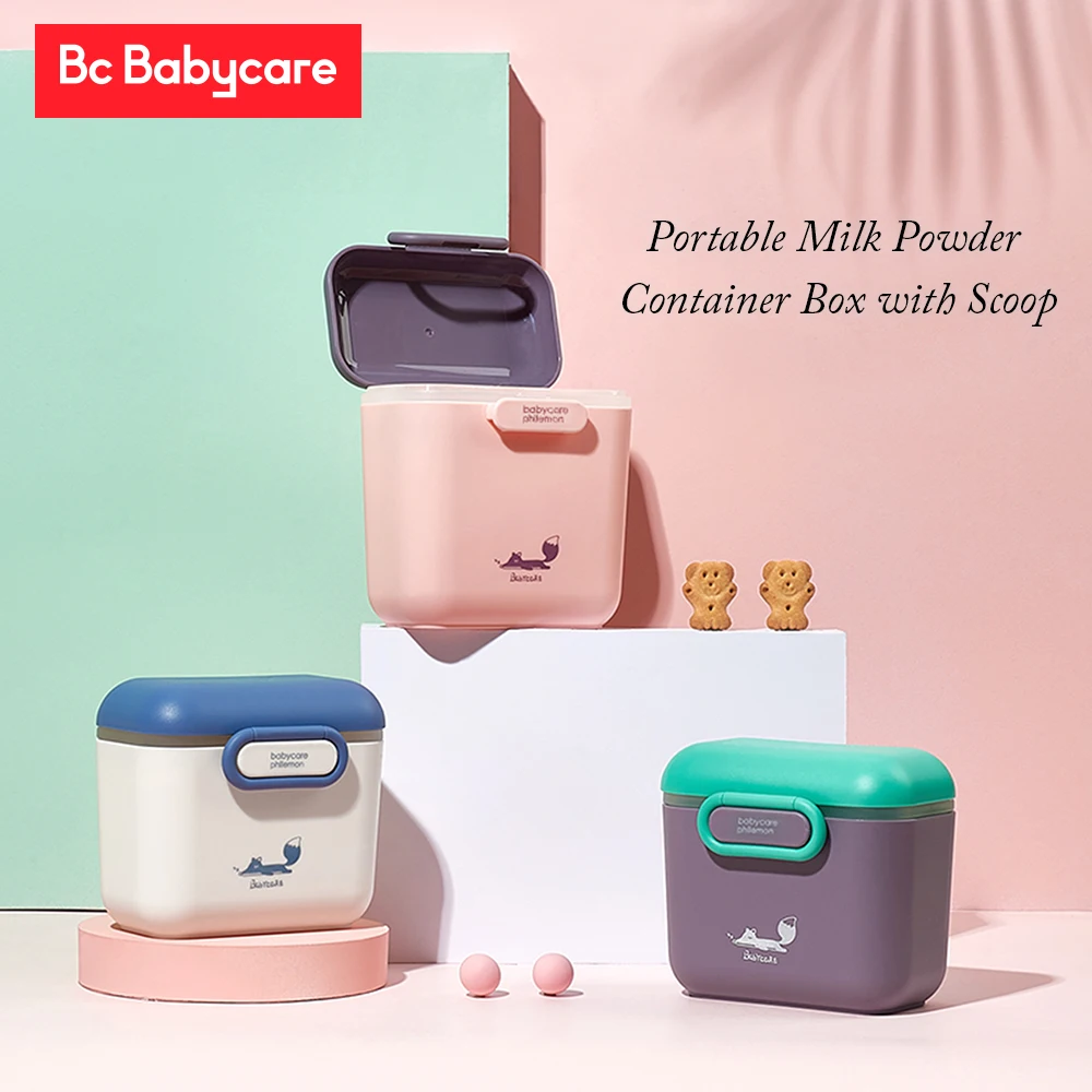

BC Babycare High Capacity Baby Milk Powder Container Box with Spoon Toddler Essential Cereal Snacks Portable Food Storage Box