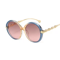 metal oversized round sunglasses women vintage luxury brown glasses female eyeglasses feather decoration uv protection oculos
