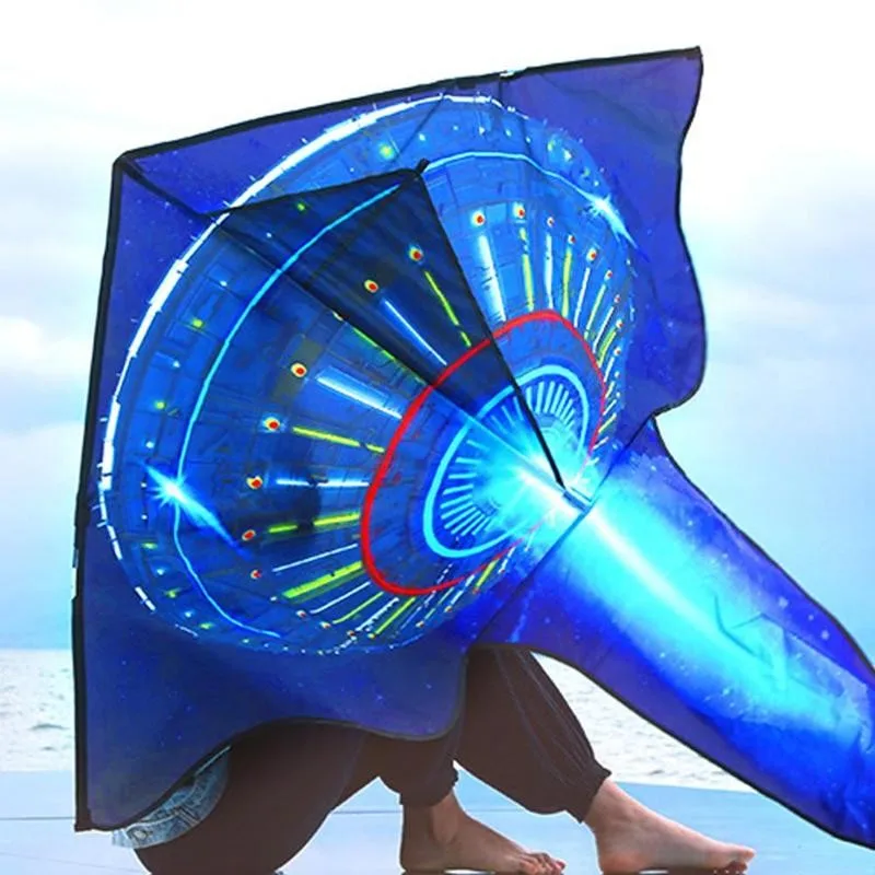 

Flying Saucer Spacecraft Kites Tails With Handle For Children Nylon Ripstop Albatros Long Tail Kite Summer Outdoor Fly Toys New