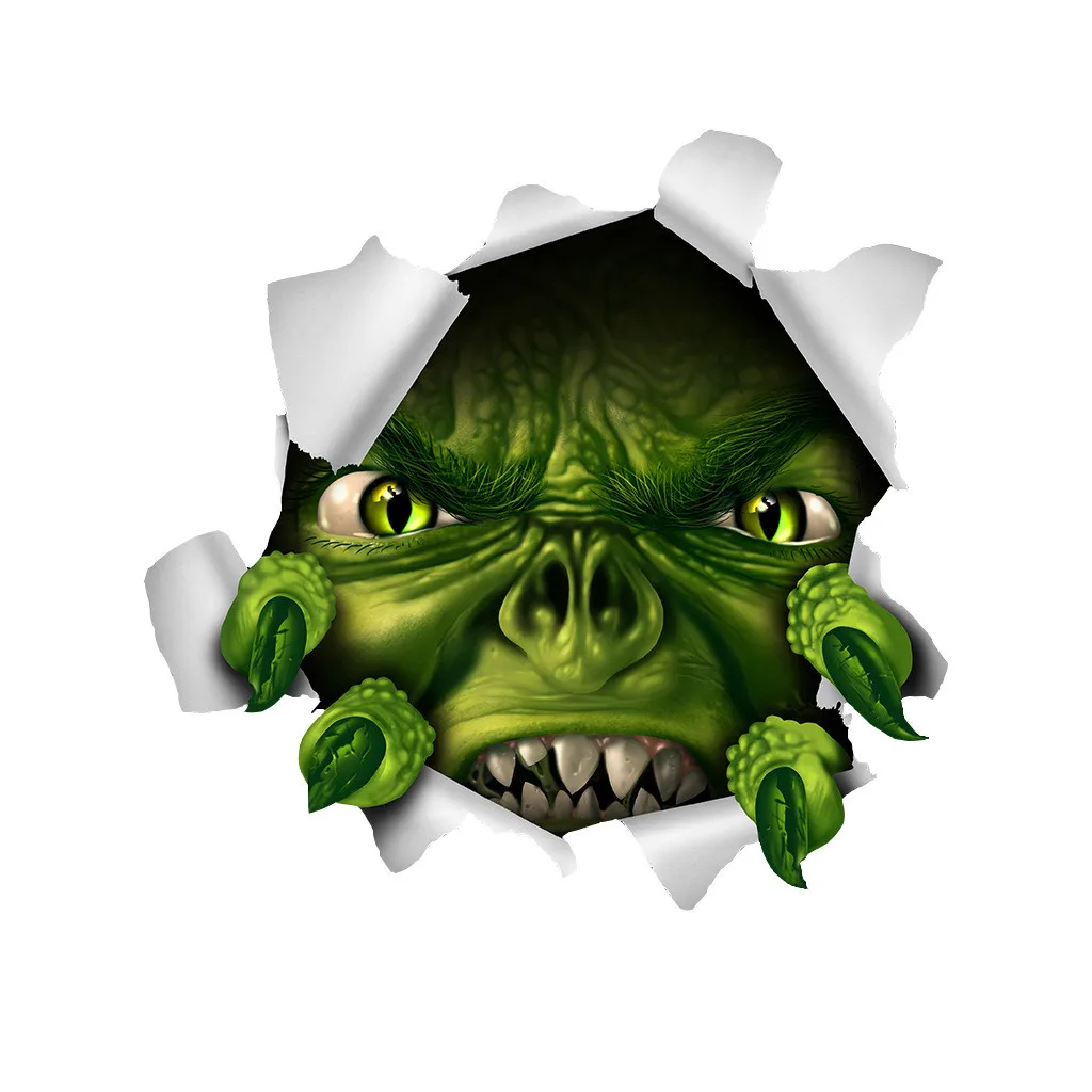 Зеленая наклейка на стену оформление Хэллоуина страшная Наклейка украшение для