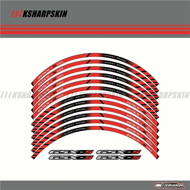 12 X Thick Edge Outer Rim Sticker Stripe Wheel Decals FIT SUZUKI GSXS1000 GSXS1000F 17'' | Автомобили и мотоциклы