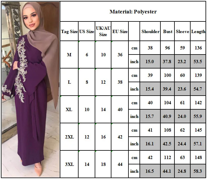

Donsignet Muslim Fashion Muslim Dress Popular Elegant Embroidery Dress Lace Pin Bead Flared Sleeve Lace Long Dress Belt
