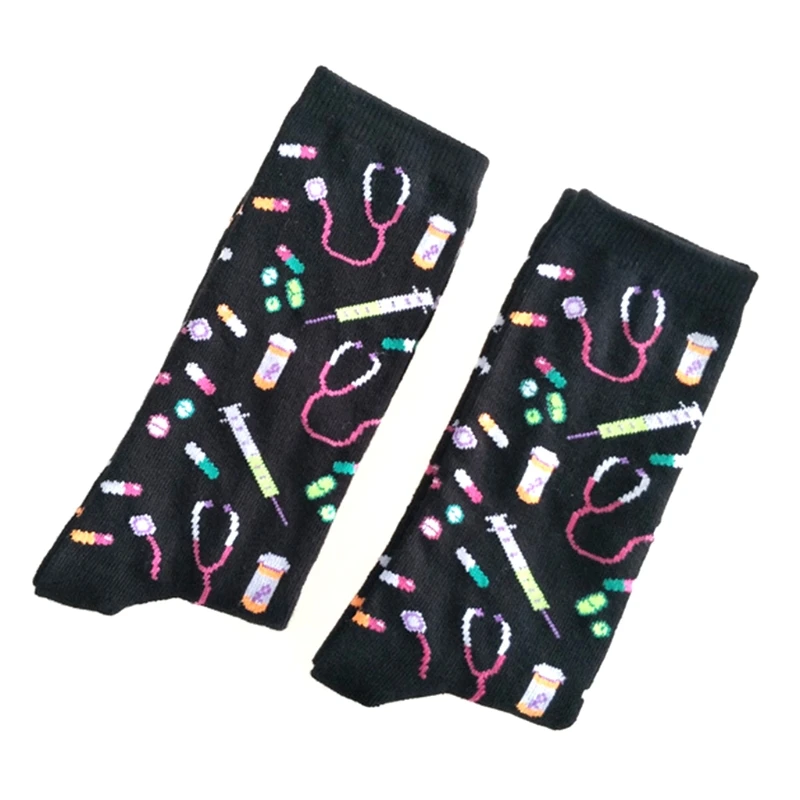 

Mens Cartoon Hospital Appliance Cotton Crew Socks Funny Novelty Doctor Hosiery 6XDA