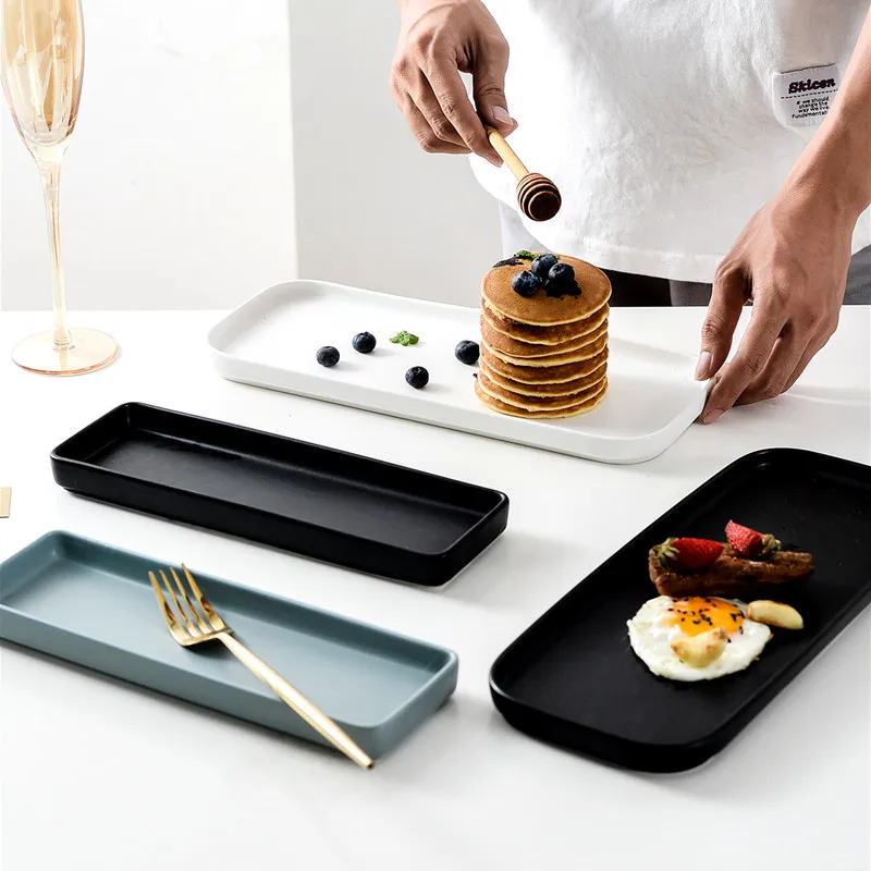 Минималистичная длинная обеденная тарелка в скандинавском стиле кухонная