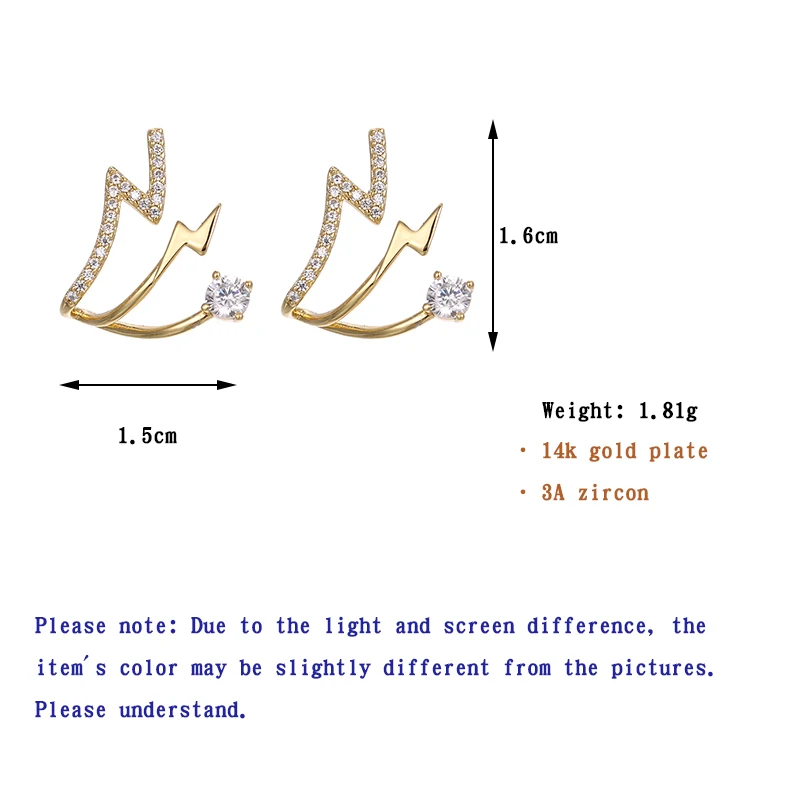 

ONYSS High End 925 Silver needle CZ Crystal Stone Lighting Stud Gold Earrings Women 2021 Trend
