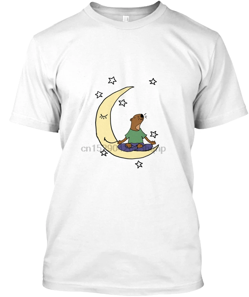 Мужская футболка забавная морская выдра сидящая на Луне Мультяшные футболки