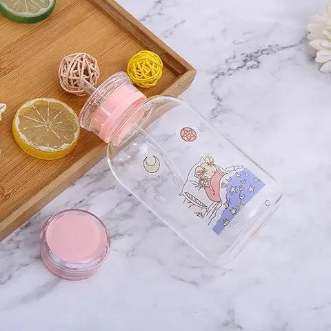 Японская милая девушка мультфильм Бутылка молока соломенная прозрачная