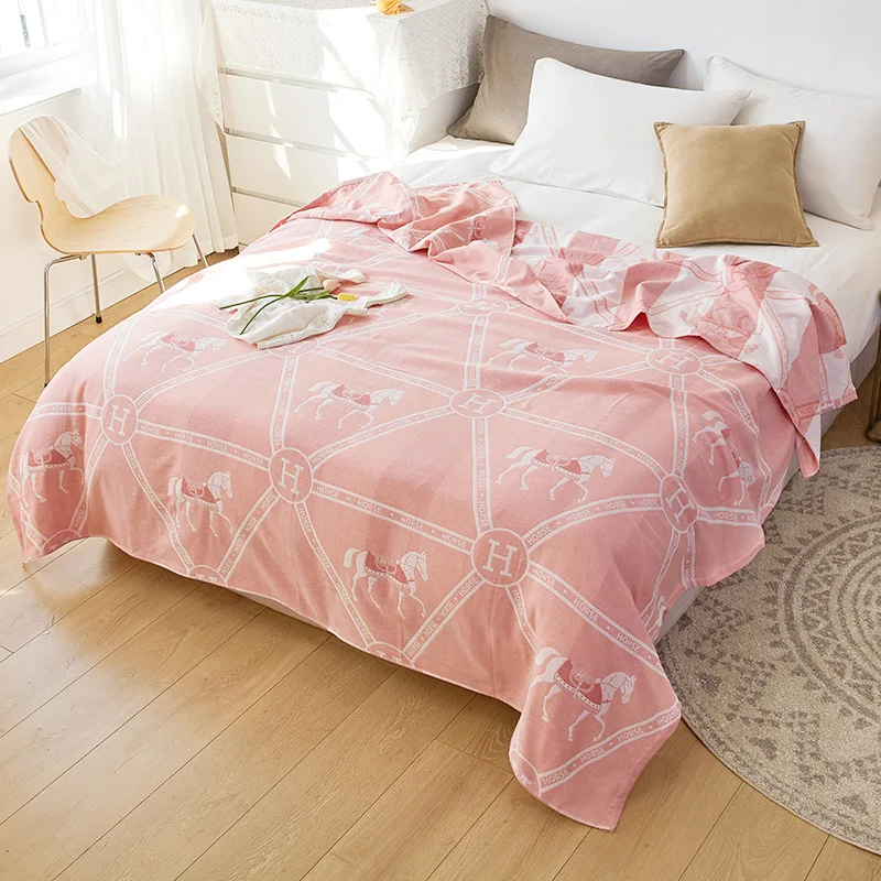 Одеяла и пледы из 100% хлопка мультяшное полотенце для дивана тонкое летнее одеяло