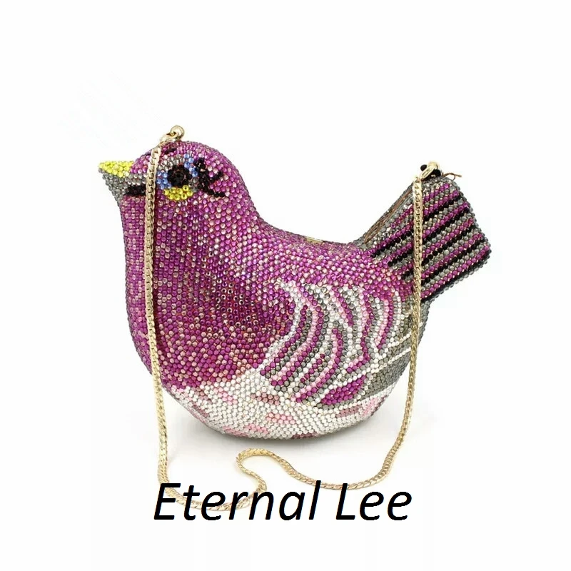 

Women Bird Crystal Clutch Evening Purse Wedding Party Bridal Rhinestone Minaudiere Handbag Mini Size