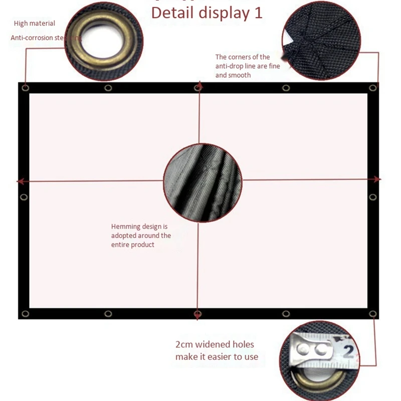 

Hot Projector Screen Folding Wall Hanging Screen Travel Screen Outdoor Camping Double-Sided Mobile Screen 100 Inches