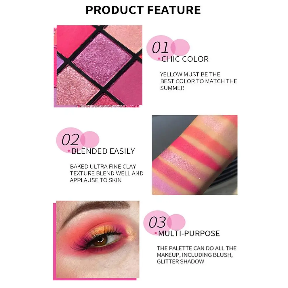 Девять цветов флуоресцентные оранжевые тени для глаз Палитра симфония звезда