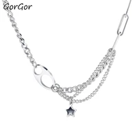 gorgor necklace women stainless steel pattern five pointed star pull ring pendant individuality exquisite jewelry tx 1799