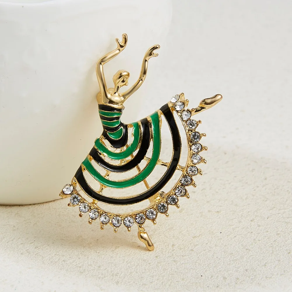 Мода Rhinestone танцы мальчик и девочка чертежное масло фигурка персонажа брошка заколка для женщин Девушка эмаль платье маленькое платье аксессуары