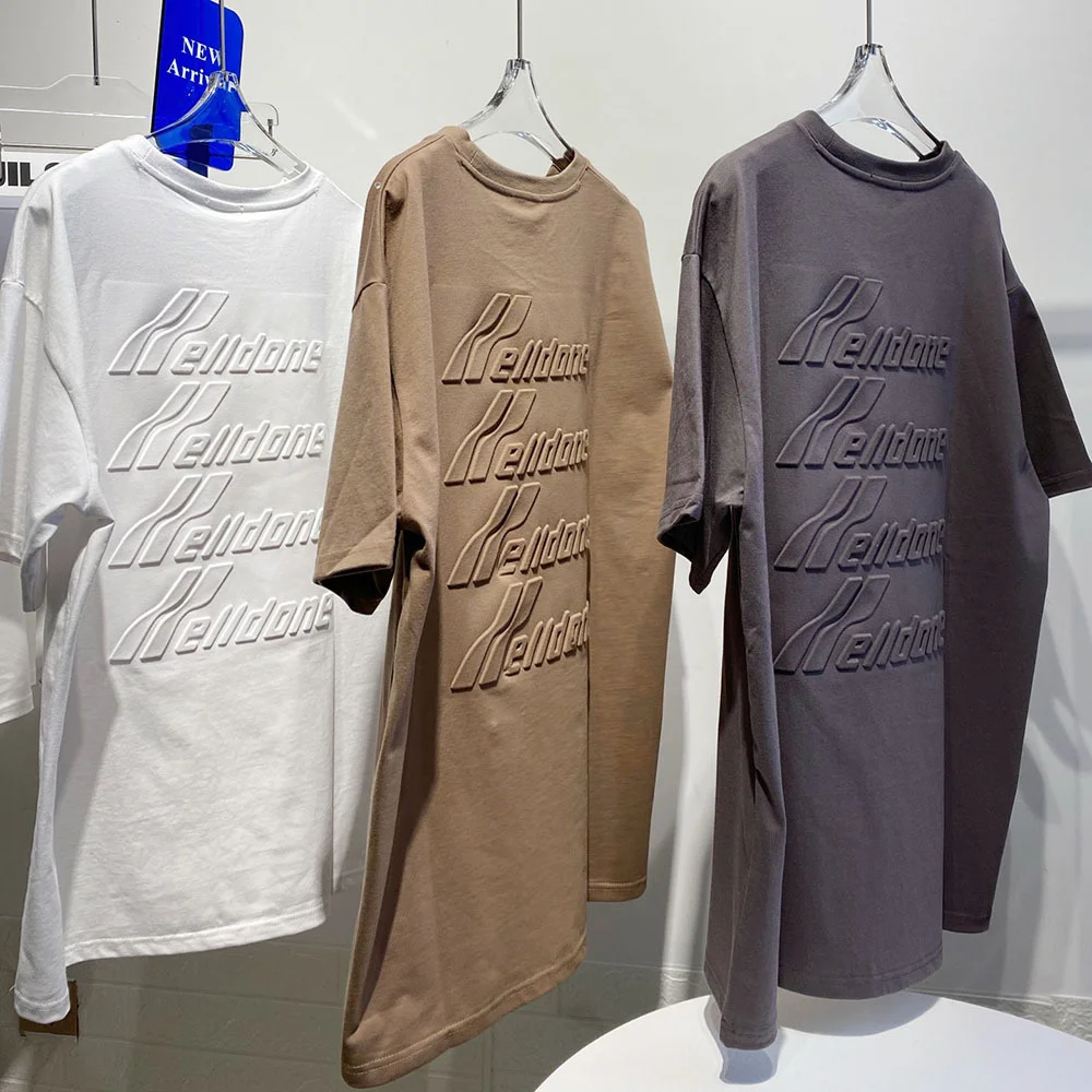 

Women's summer new style We11done back embossed letters short-sleeved unisex 1:1 high quality Harajuku Hip Hop T-shirt women