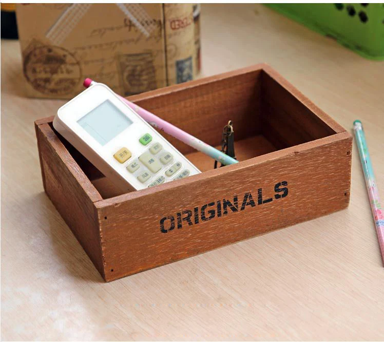 

Solid Wood Retro Grocery Store Rectangular Wooden Debris Desktop Stationery Storage Boxes Candy Box Wedding Party Decoration