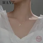 WANTME Настоящее серебро 925 пробы минималистская Мода Корейская звезда Луна цепочка Очаровательное ожерелье для женщин шикарные ювелирные изделия для вечерние ринки помолвки