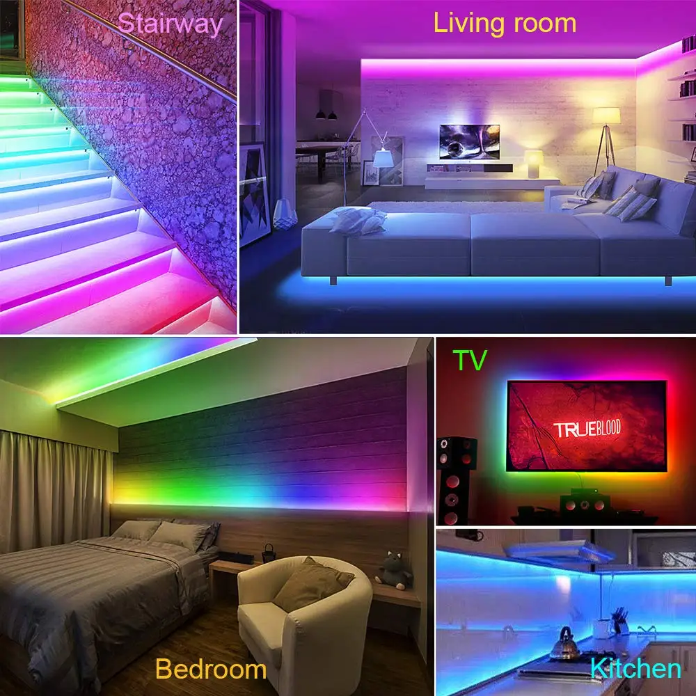Светодиодная лента 5050 IP20/IP65 водонепроницаемая RGB 5 м + Радиочастотный пульт