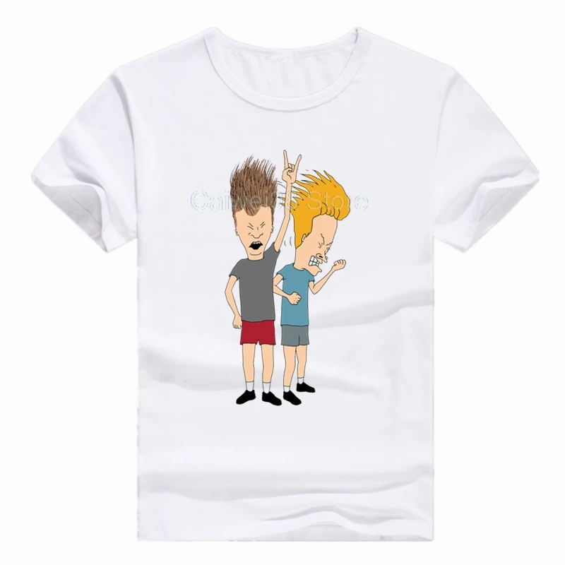 Модная футболка 100% хлопок Азиатский размер печати Beavis и Butthead короткий рукав
