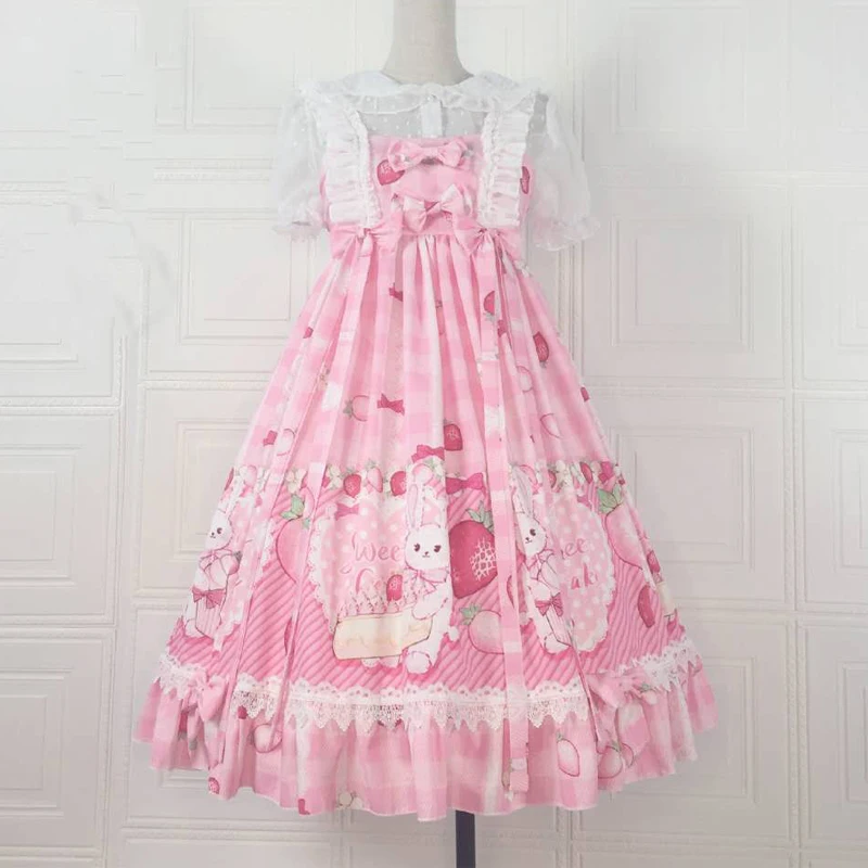 

Factory Original Design Lolita Picnic Bunny Dress Cute JSK Strap Dress for Women kawaii clothing fairy kei lolitadress